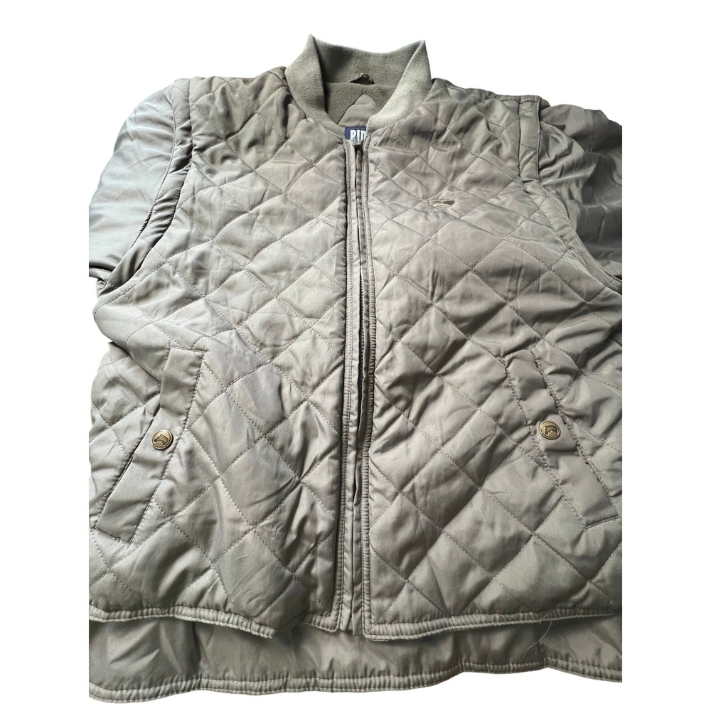 Quilted Bomber Jacket/vest Olive Drab LG Equestrian Horse Logo Full‎ Zip LG